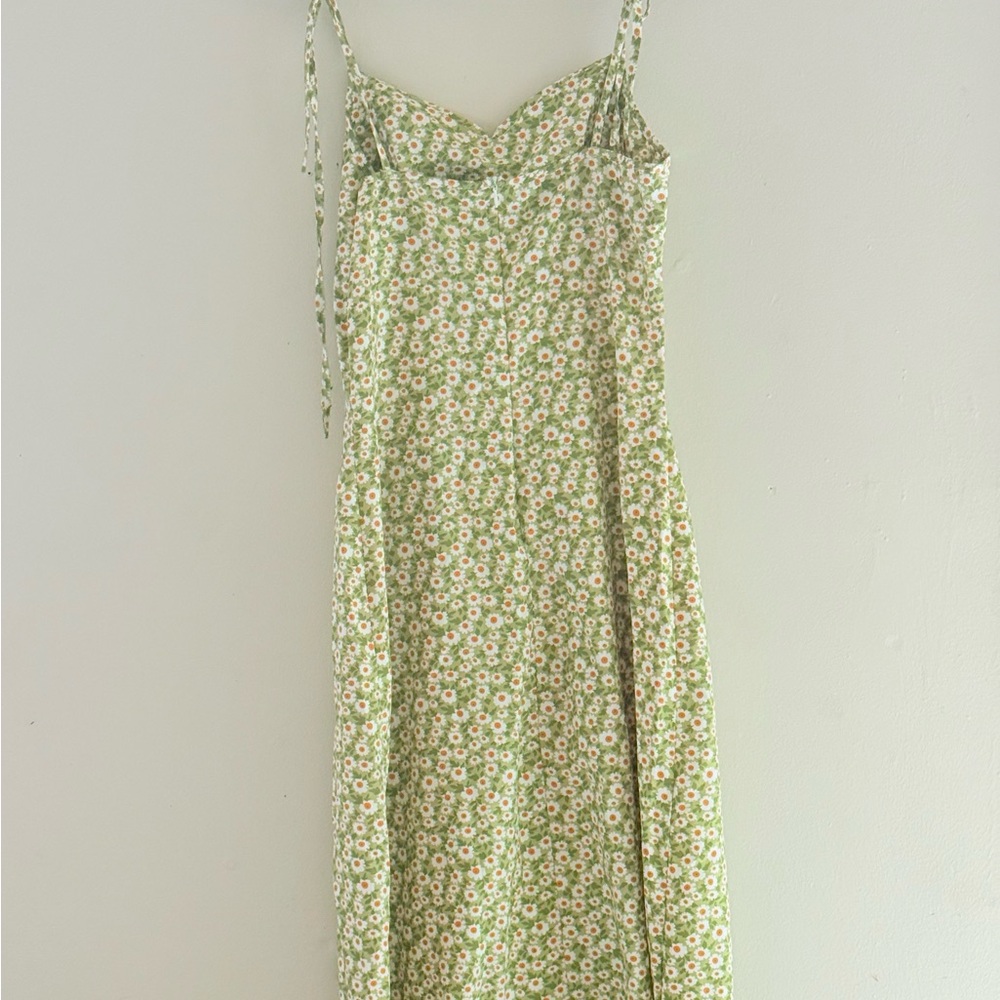 SHEIN Green Floral Sundress with Spaghetti Straps and Zipper